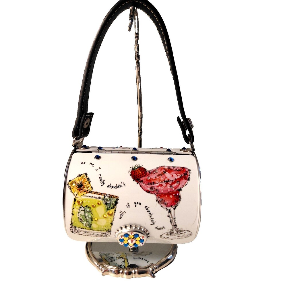 FUN Littlearth RoadFlair Cocktail Time Purse Swarovski Crystal Metal Handbag COA